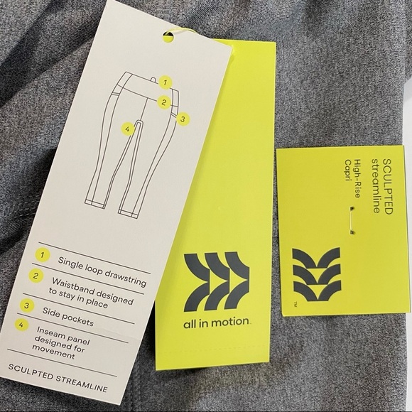 All In Motion Gray Grey High Rise Capri Leggings Exercise Large L - Picture 6 of 14